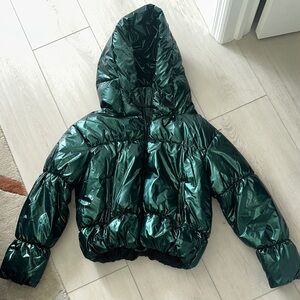 Zara Metallic Green woman’s Puffer Jacket